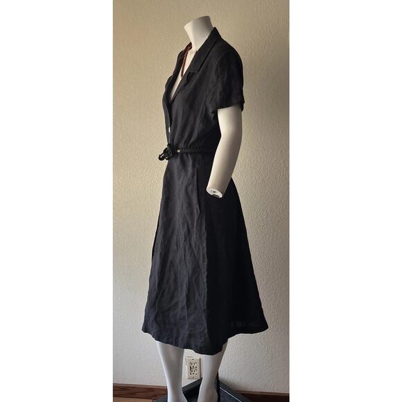 Quince 100% European Linen Button Front Dress | Black |Medium | Missing Belt - Picture 2 of 16